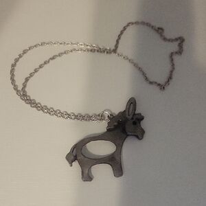 Silver Tone Donkey Charm Necklace